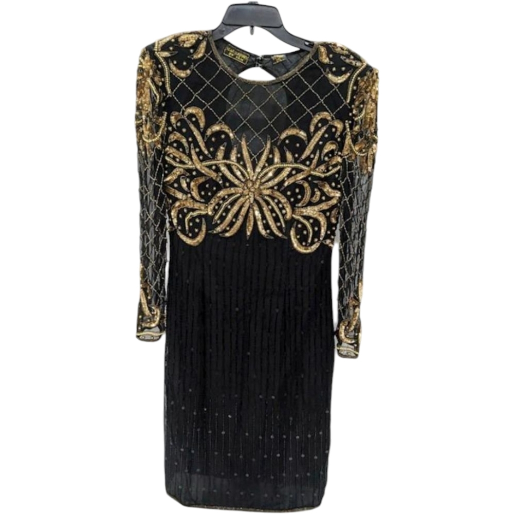 Vintage style Black and Gold Women's Dress